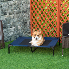 PawHut Portable Elevated Dog Bed, Ideal for Camping, Durable Frame, Raised Pet Cot, Large, Blue