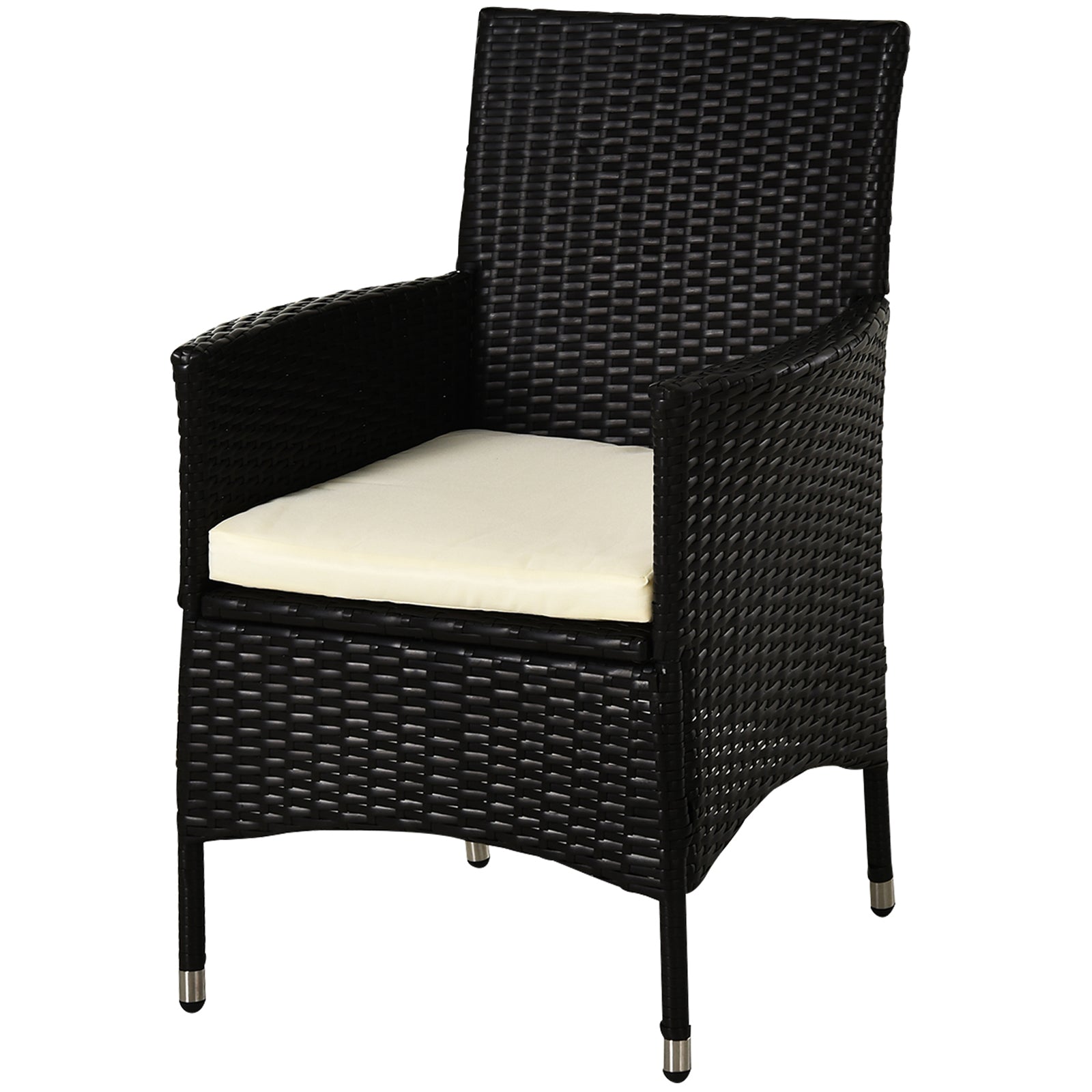 Outsunny Waterproof Rattan Armchair Duo: Deep Coffee Garden Patio Seating with Cushions | Aosom UK