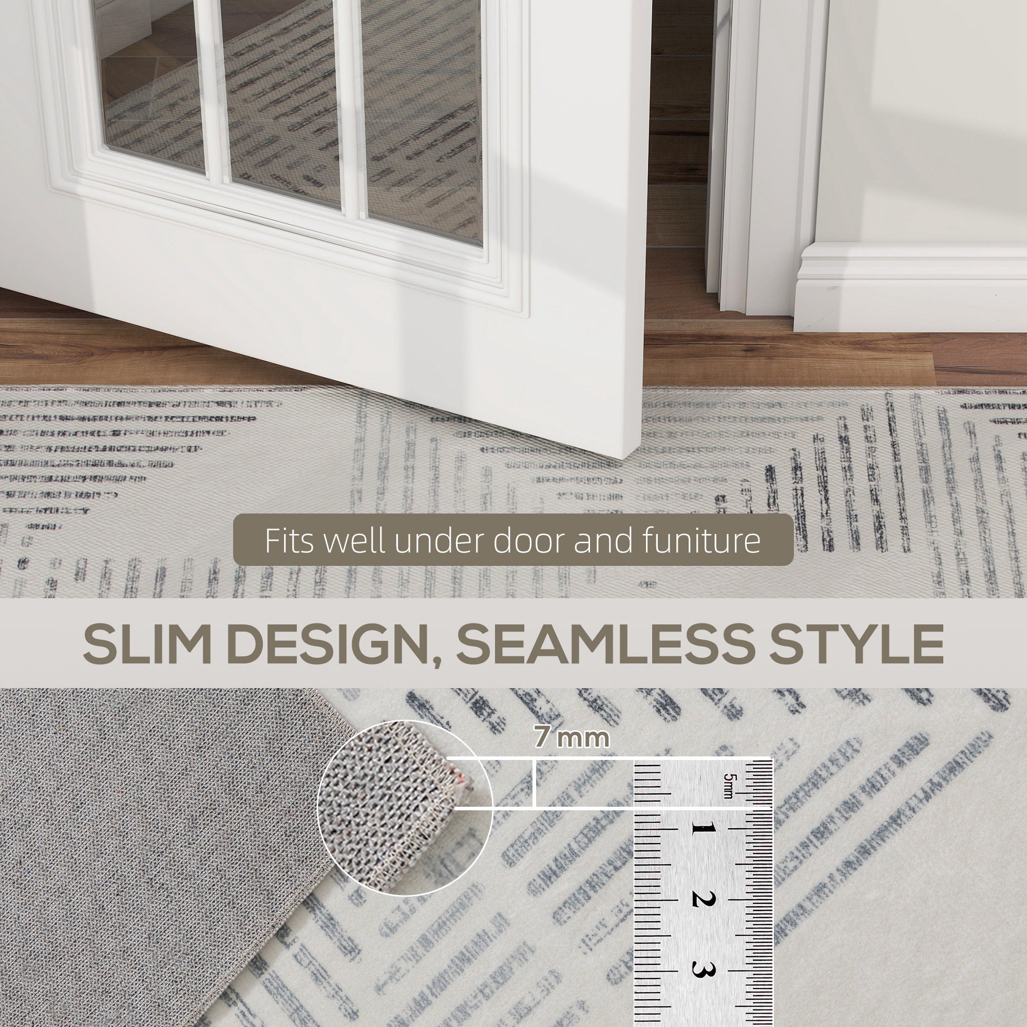 Kozy - Modern Area Rug, Geometric Pattern Non-Slip Washable Rug, Soft Floor Carpet for Living Room, Bedroom, Dining Room, Home Office, 290 x 200 cm, Grey