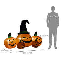 Kozy 6ft Inflatable Halloween Large Pumpkin in Hat with Four Small Pumpkins, Blow-Up Outdoor LED Display for Lawn, Garden, Party