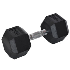 Kozy 15KG Single Rubber Hex Dumbbell Portable Hand Weights Dumbbell Home Gym