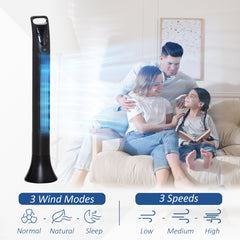 HOMCOM 36'' Tower Fan, Oscillating, 3 Speeds, 3 Modes, 7.5h Timer, LED Display, Remote Control, Black