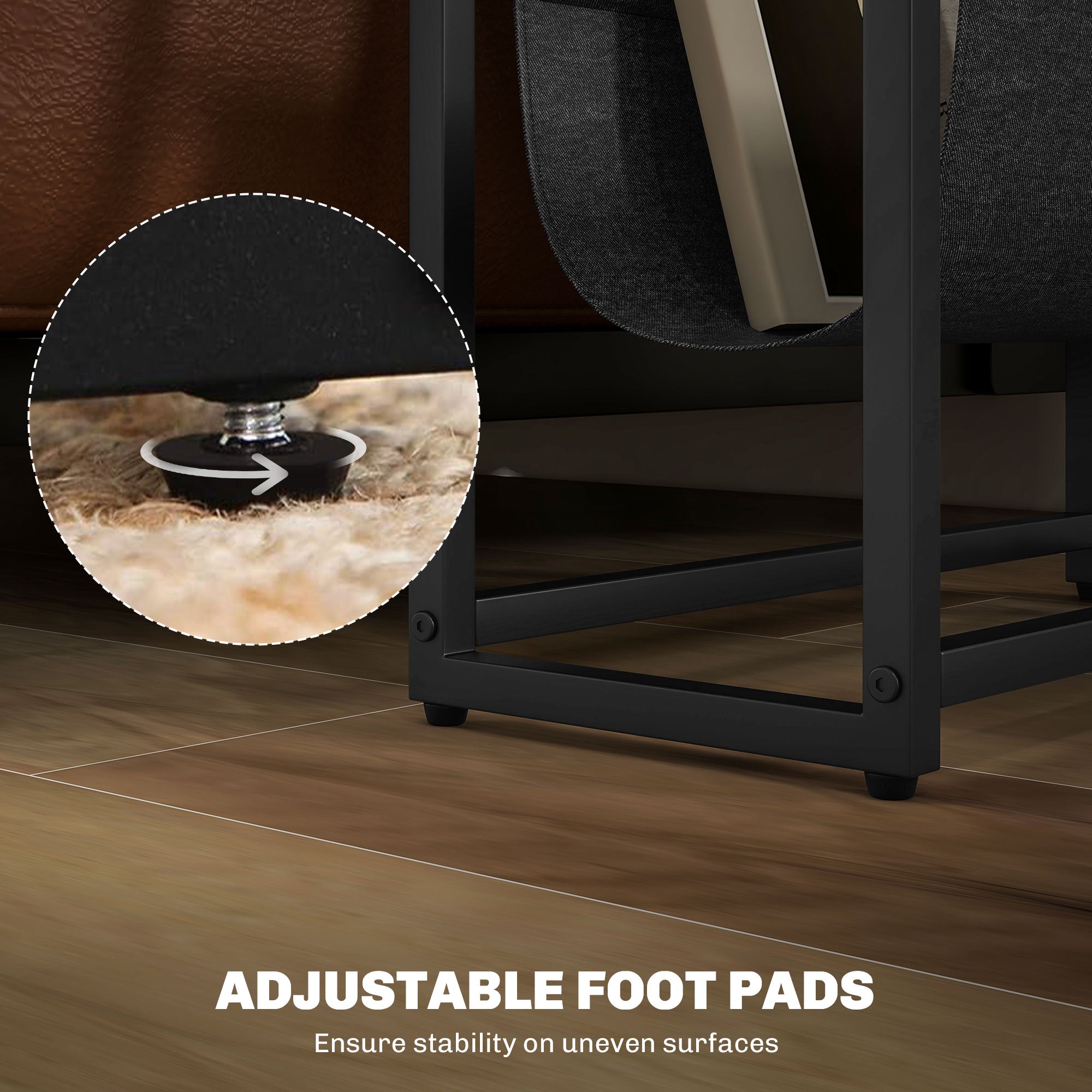 Kozy Narrow Side Table, End Table with 3-Tier Storage, V-Shaped Magazine Holder for Living Room, Bedroom, 43 x 18 x 56 cm, Ru