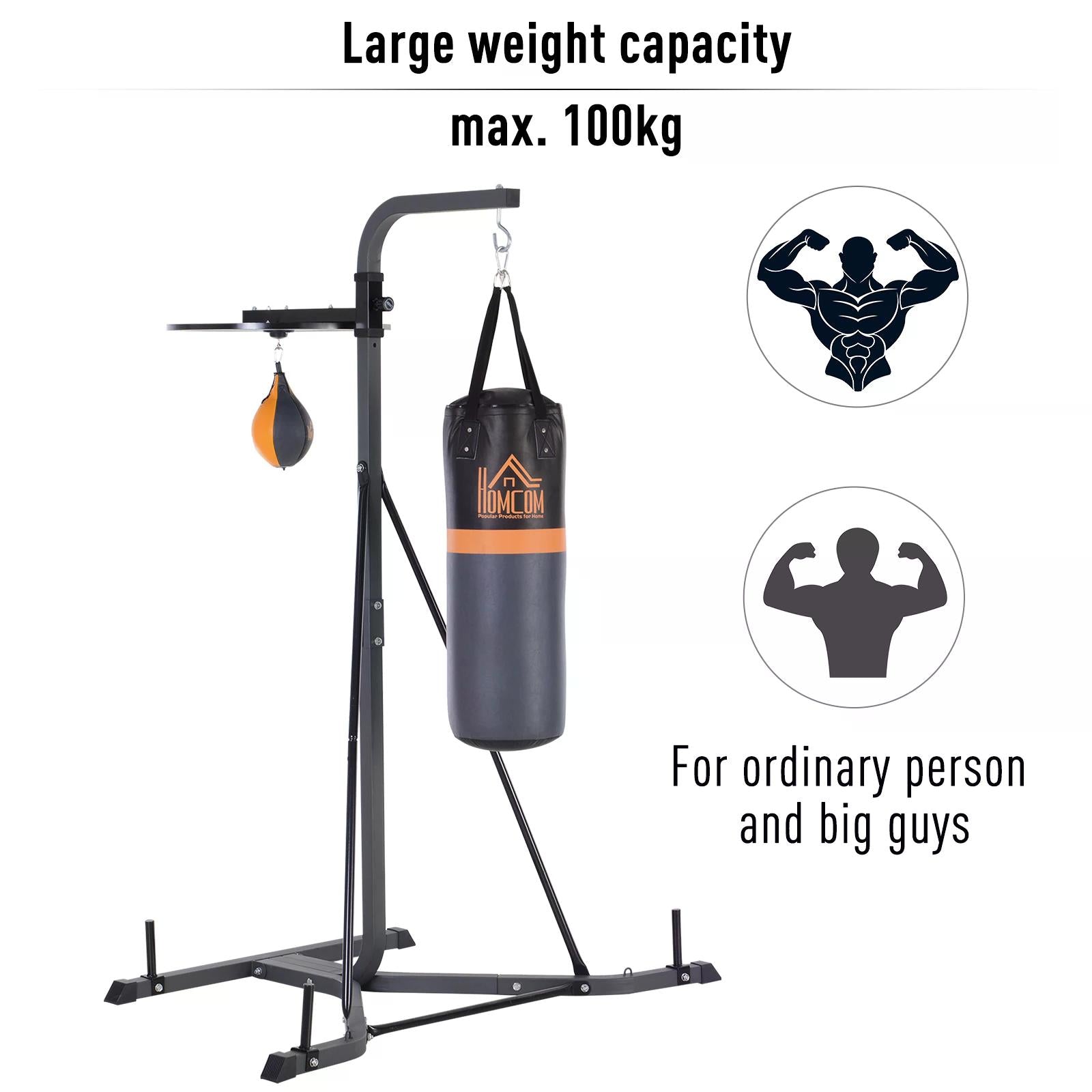 HOMCOM Freestanding Duo Punch Training Punchbag Sandbag  Adjustable Height Home Agility Training Steel Frame