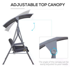 Kozy Steel Frame 2-Seater  Swing Chair w/ Table Grey