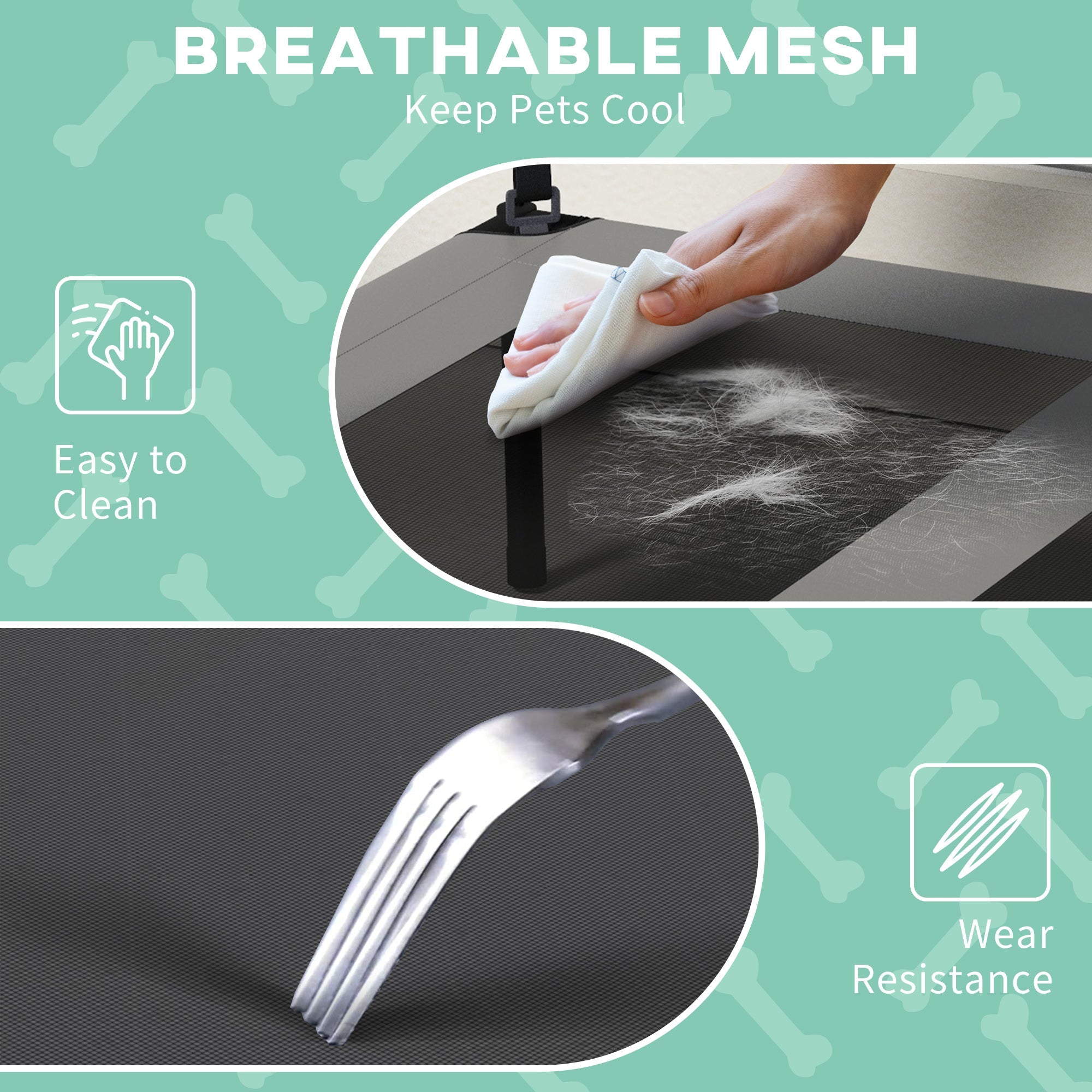PawHut Cooling Elevated Pet Bed with Washable Breathable Mesh for Medium to Large Dogs, 91 x 76 x 89 cm, Light Grey | Aosom UK