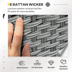 Kozy 6 Pieces Rattan Garden Furniture Set, 6 Seater Garden Sofa Set with Glass Top Dining Table, Loveseat, 2 Armchairs and Ottomans, Wicker Outdoor Conservatory Furniture for Patio, Grey