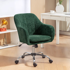 Kozy - Velvet-Feel Office Chair - Dark Green