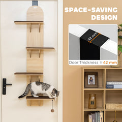 Kozy - 4-Level Door Mounted Cat Tree with Washable Plush Mats, Toy Balls, Door Hanging Cat Shelf for Indoor Cats