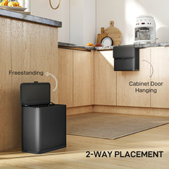 Kozy 8L Hanging Kitchen Bin, Rubbish bin with Lid and Removable Inner Bucket for Kitchen Cabinet Door, Under Sink, Office