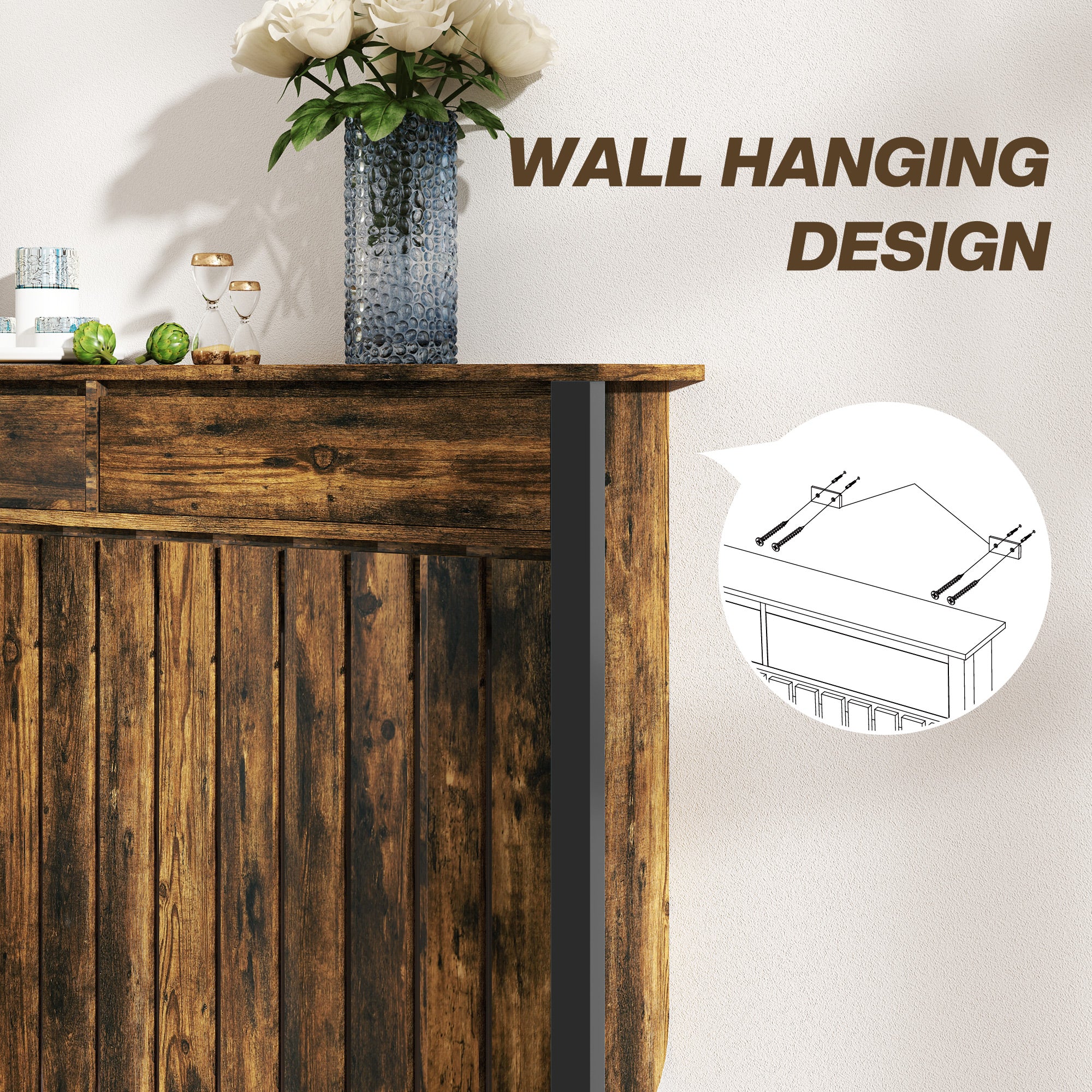 Kozy - 93 x 119cm Rustic-Look Radiator Cover - Brown/Black