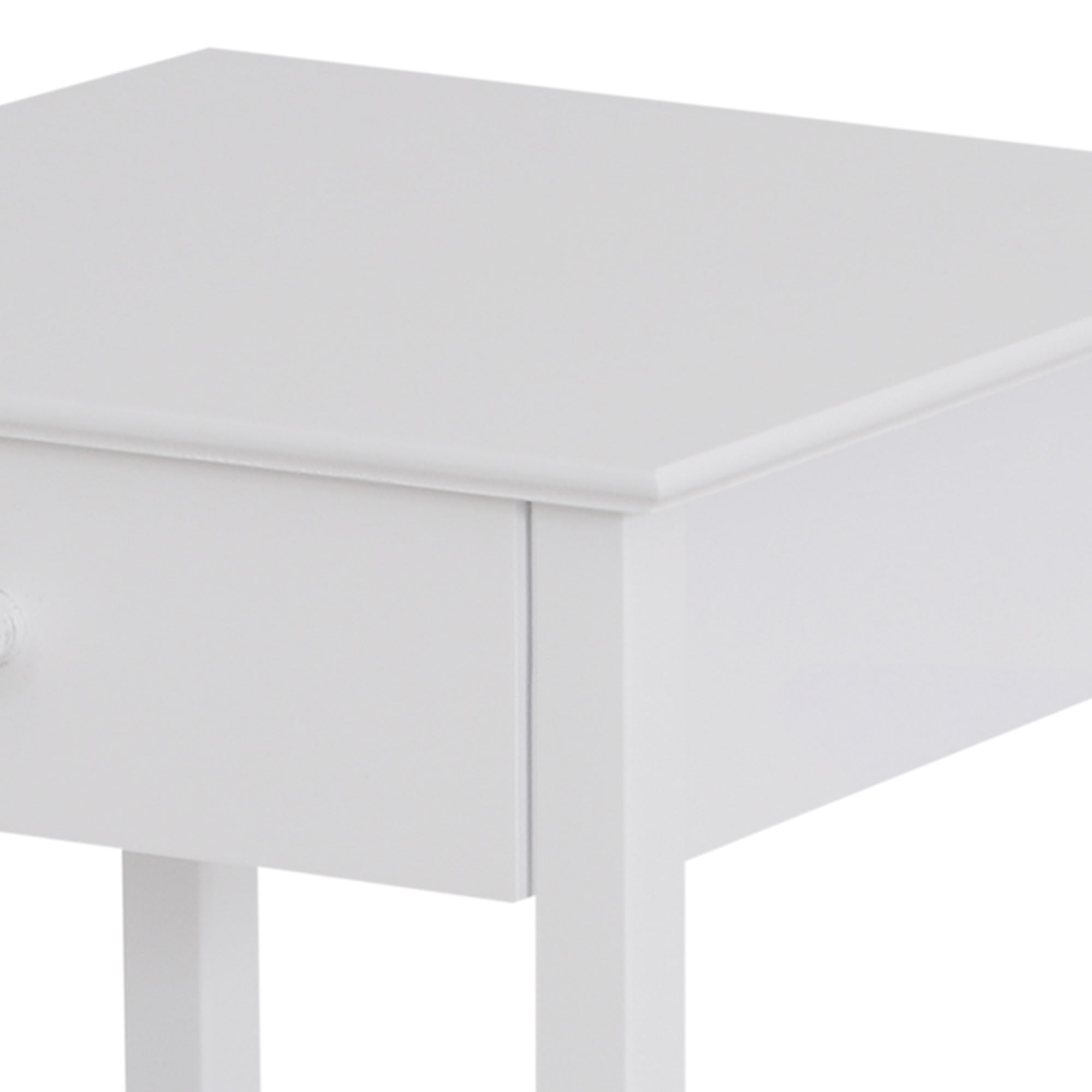 Kozy White Bedside Table, Wooden Side Table, Nightstand, Bedside Cabinet with Drawer and Storage Shelf for Bedroom and Living Room