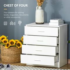 Kozy Chest of Drawers, 4 Drawers Storage Cabinet with Metal Rails, Anti-Tip for Playroom, Nursery Room, Hallway, etc