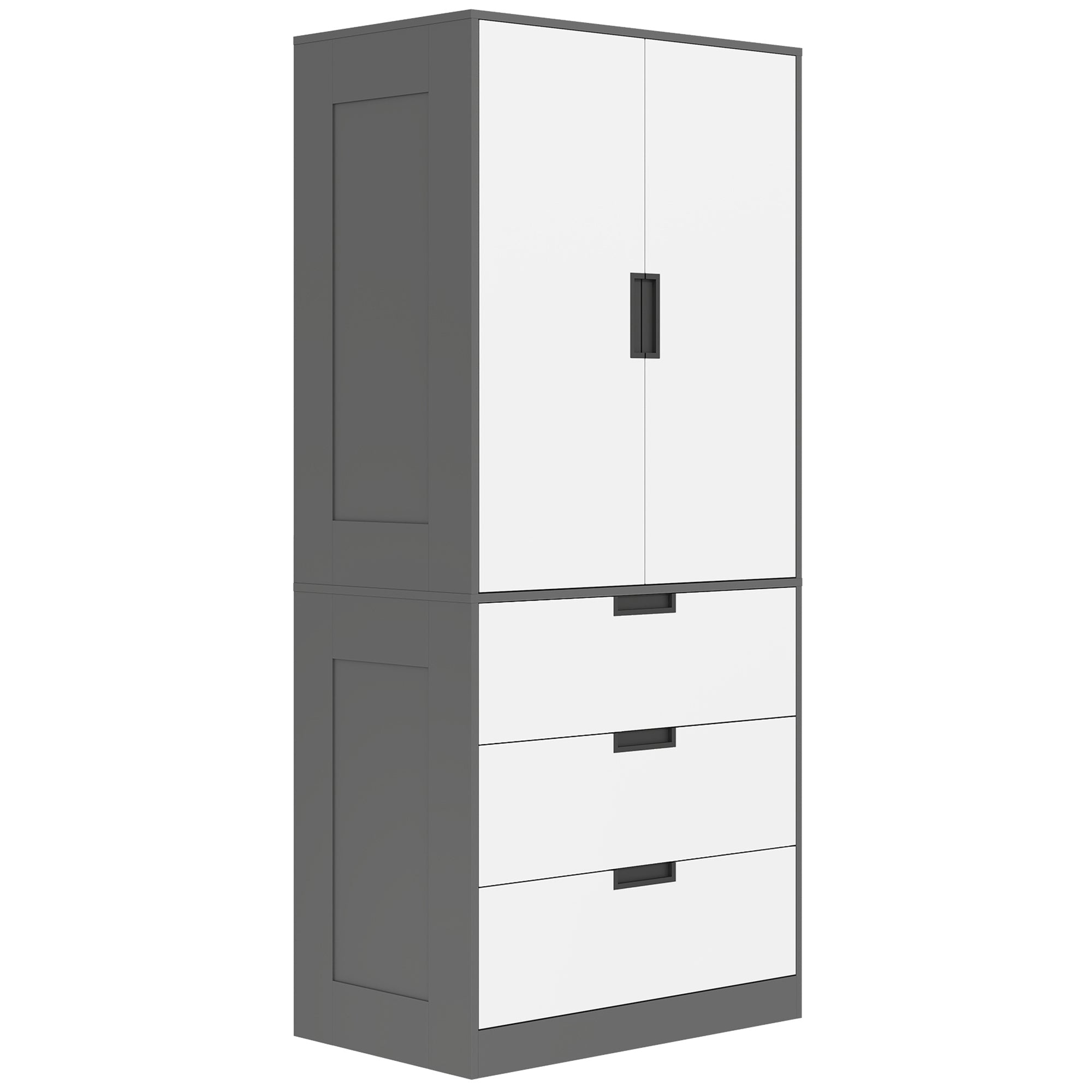 Two Door, Two Drawer Wardrobe - White/Brown