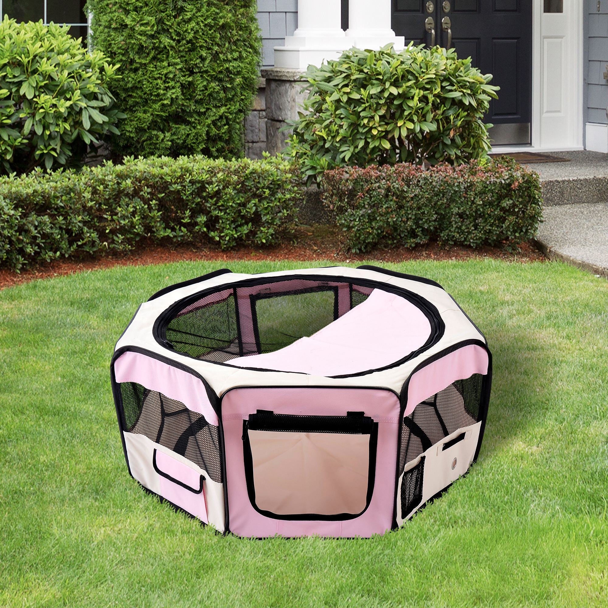 Kozy Portable Cat Dog Playpen Pet Puppy Rabbit Guinea Pig Pen Run Dia 90 x 41H cm Indoor & Outdoor Pink
