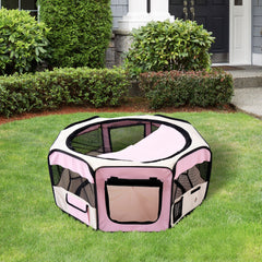 Kozy Portable Cat Dog Playpen Pet Puppy Rabbit Guinea Pig Pen Run Dia 90 x 41H cm Indoor & Outdoor Pink