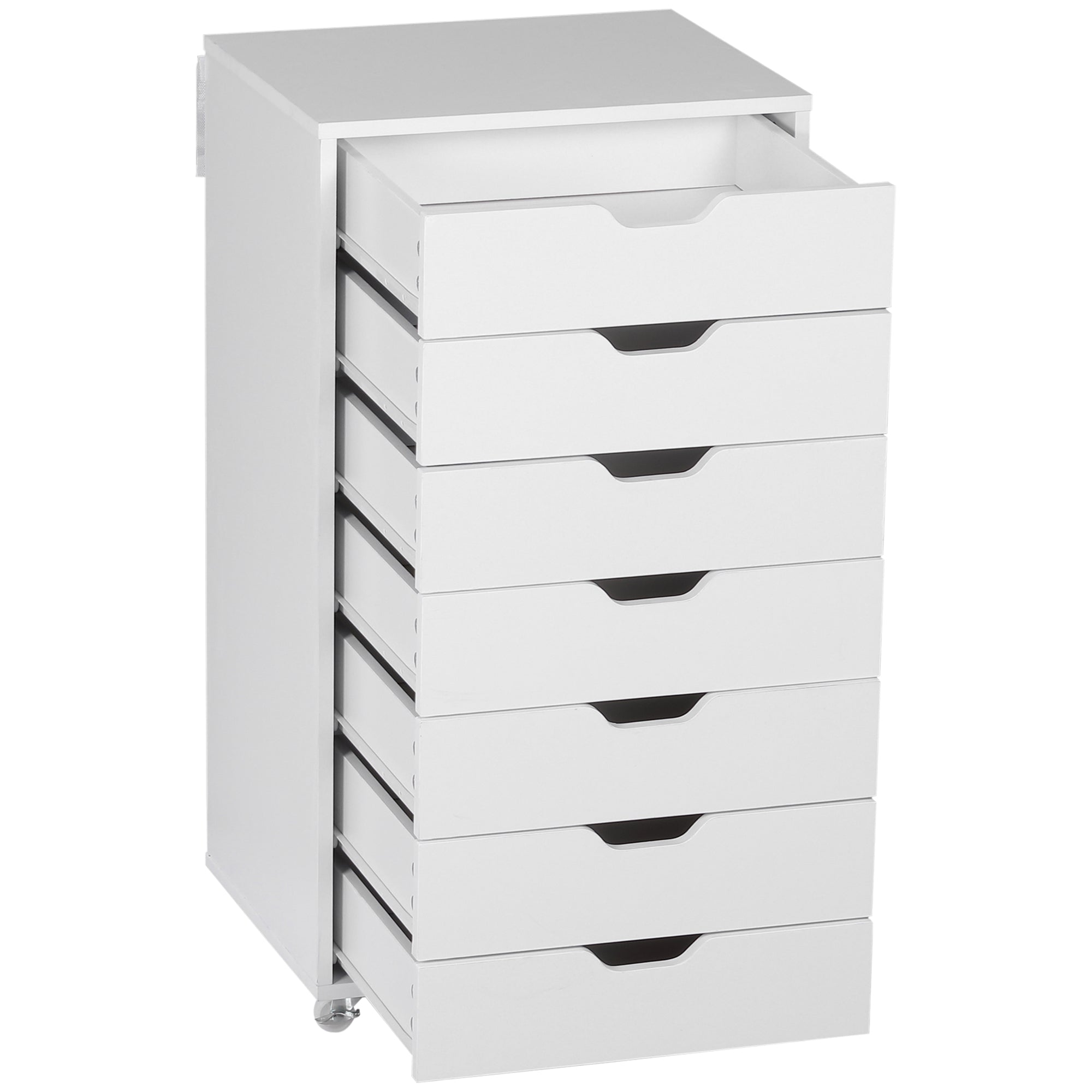 Kozy Seven-Drawer Filing Cabinet, with Wheels - White