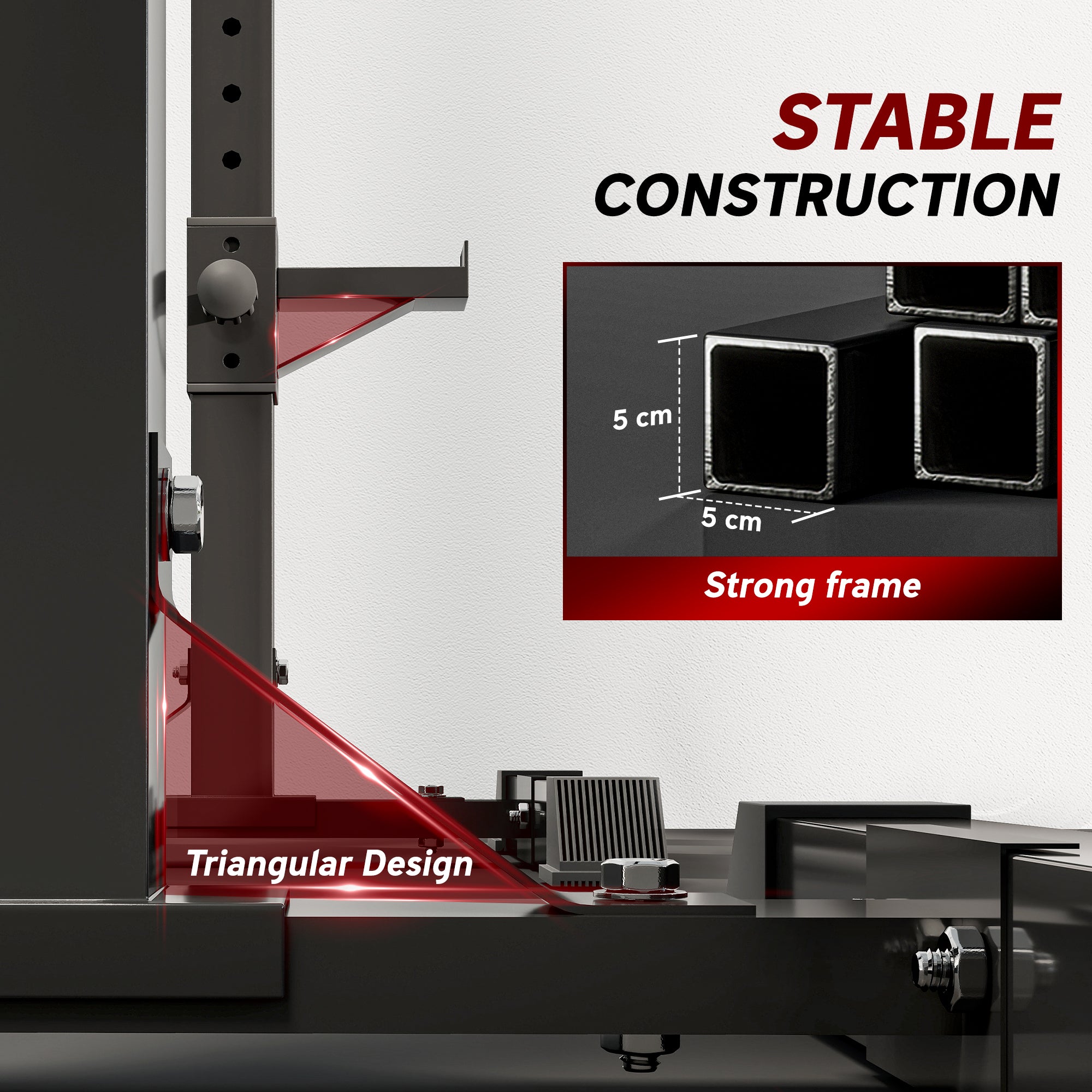 Kozy Adjustable Squat Rack, Weight Strength Training Bench Press Rack Weight Bench Supporter for Home Gym Exercise, Max Load 150kg, 124-154cm