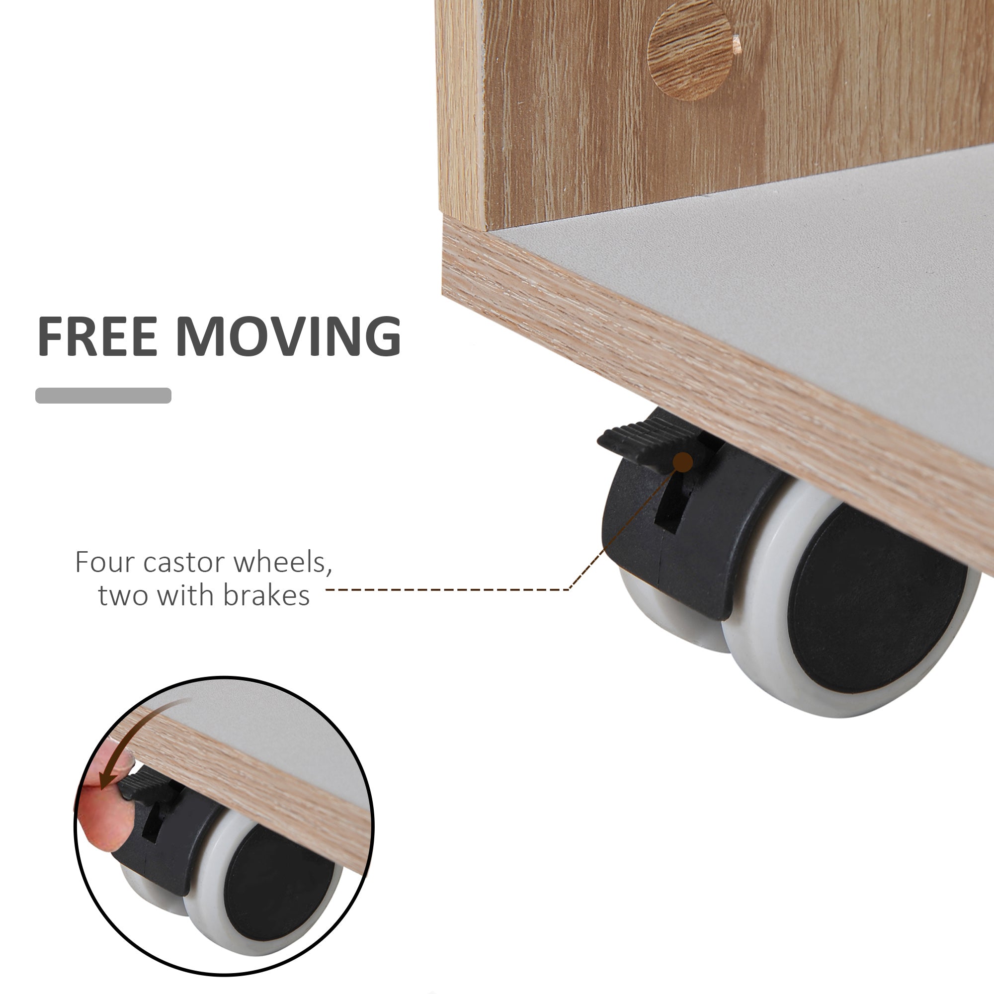 Kozy Kitchen Storage Trolley Cart Cupboard Rolling Island Shelves Cabinet With Door and Drawer Locking Wheels