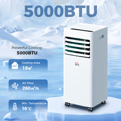 Kozy Portable Air Conditioner 5000 BTU, 4-in-1 Cooling, Dehumidifier, Fan, Sleep Mode, Air Conditioning Unit with Digital Display & Remote Control, 24H Timer, Window Venting Kit, for Room up to 18㎡