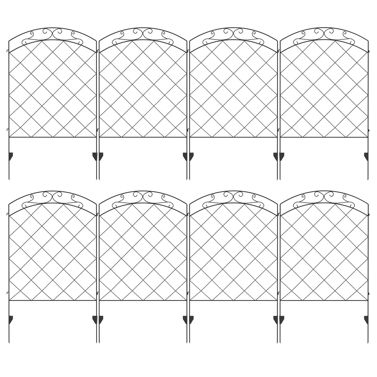 Outsunny Decorative Garden Fencing, 43in x 11.4ft Picket Fence Panels, 8PCs Rustproof Steel Wire Landscape Flower Bed Border Edging | Aosom UK