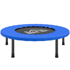 Kozy 32" Mini Fitness Trampoline Home Gym Yoga Exercise Rebounder Indoor Outdoor Jumper with Safety Pad, Support Up to 100 KG, Blue and Black