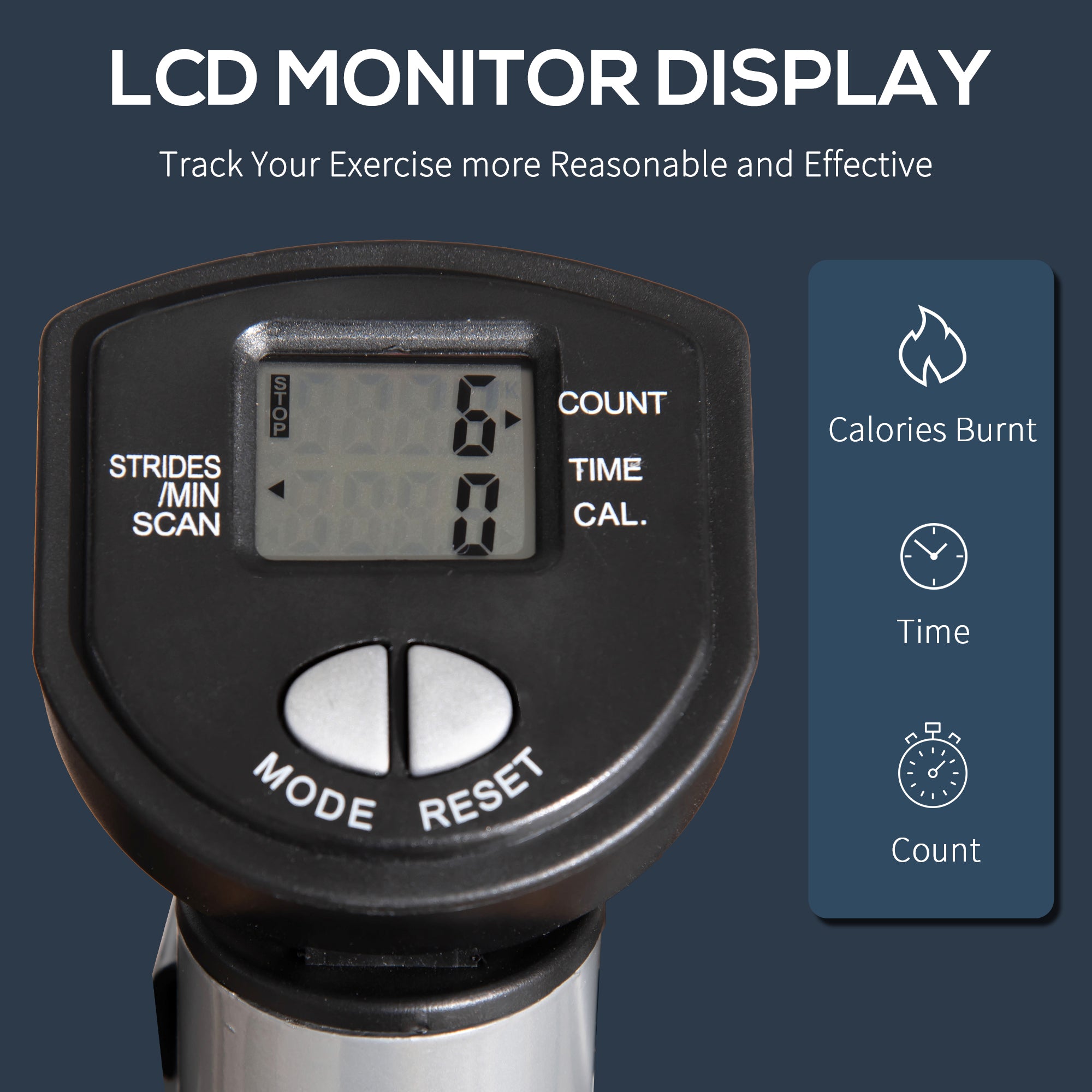 Kozy Adjustable Twist Stepper Fitness Step Machine, LCD Screen, Height-Adjust Handlebars, Home Gym, Silver and Black