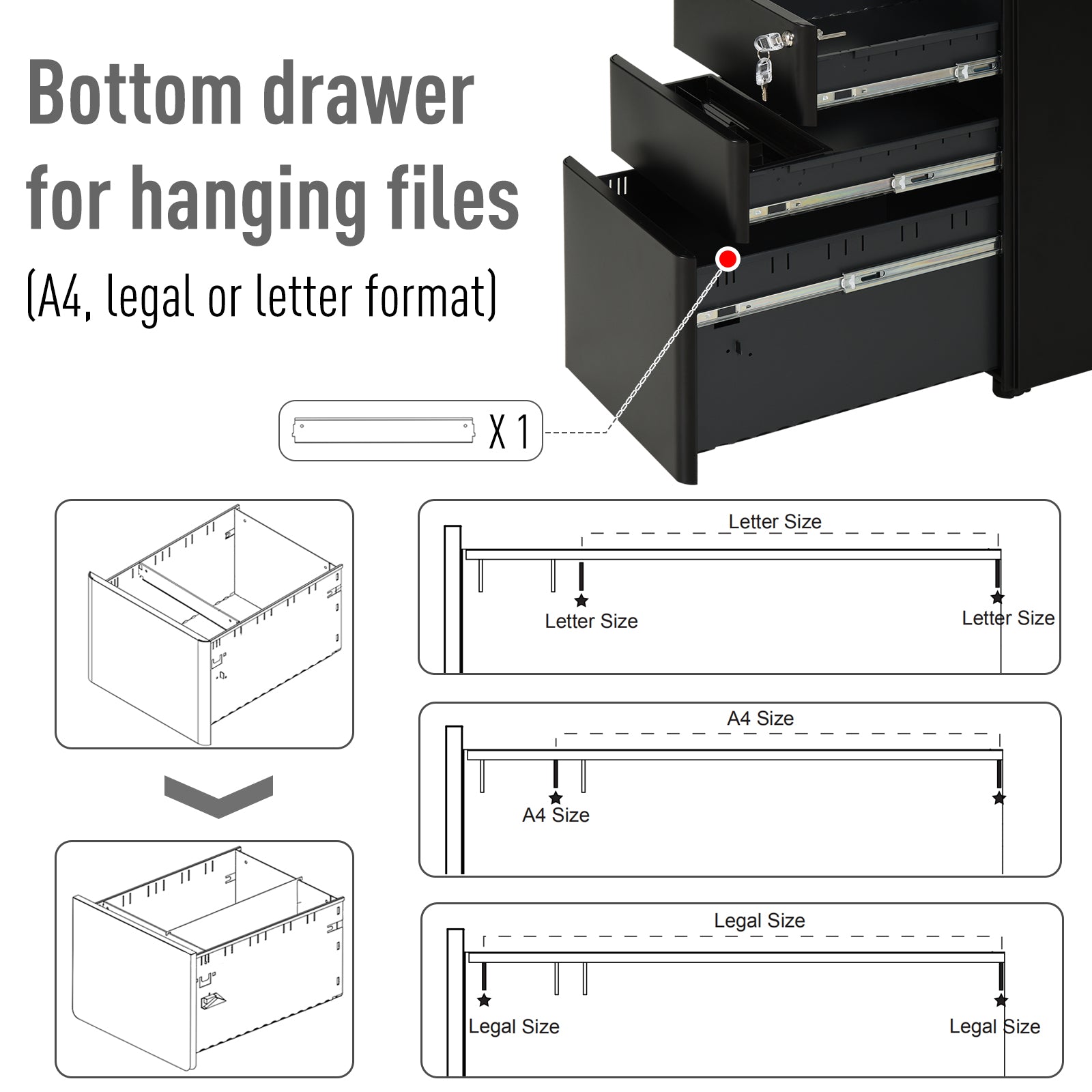 Vinsetto File Cabinet, 3