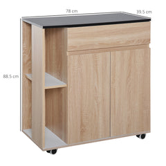 Kozy Kitchen Storage Trolley Cart Cupboard Rolling Island Shelves Cabinet With Door and Drawer Locking Wheels