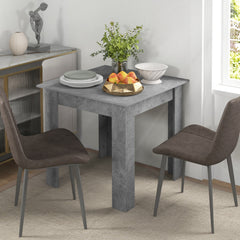 Kozy Square Dining Table, Modern Small Dining Table with Faux Cement Effect, Space Saving, Non-slip Foot Pads, Cement Grey