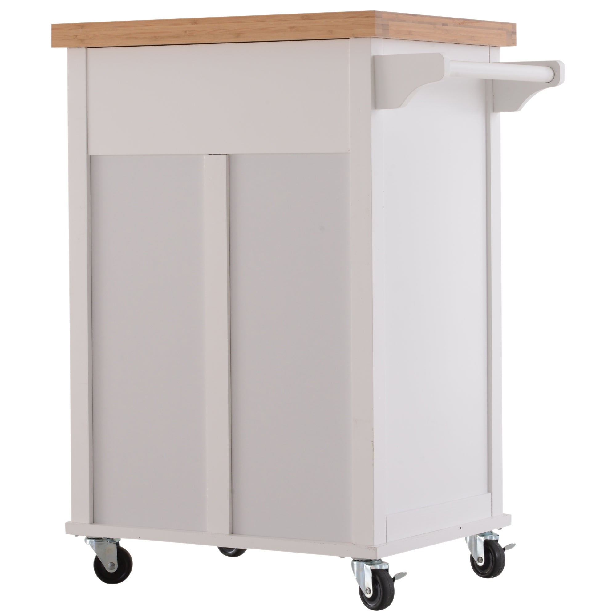 HOMCOM Kitchen Cart Storage Trolley Wooden Cabinet with Drawer Cupboard Towel Rail White