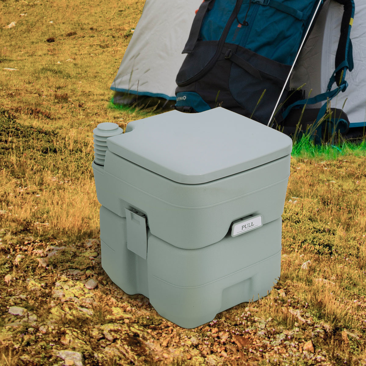 Outsunny Portable Travel Mobile Toilet Outdoor Camping Handle WC Grey