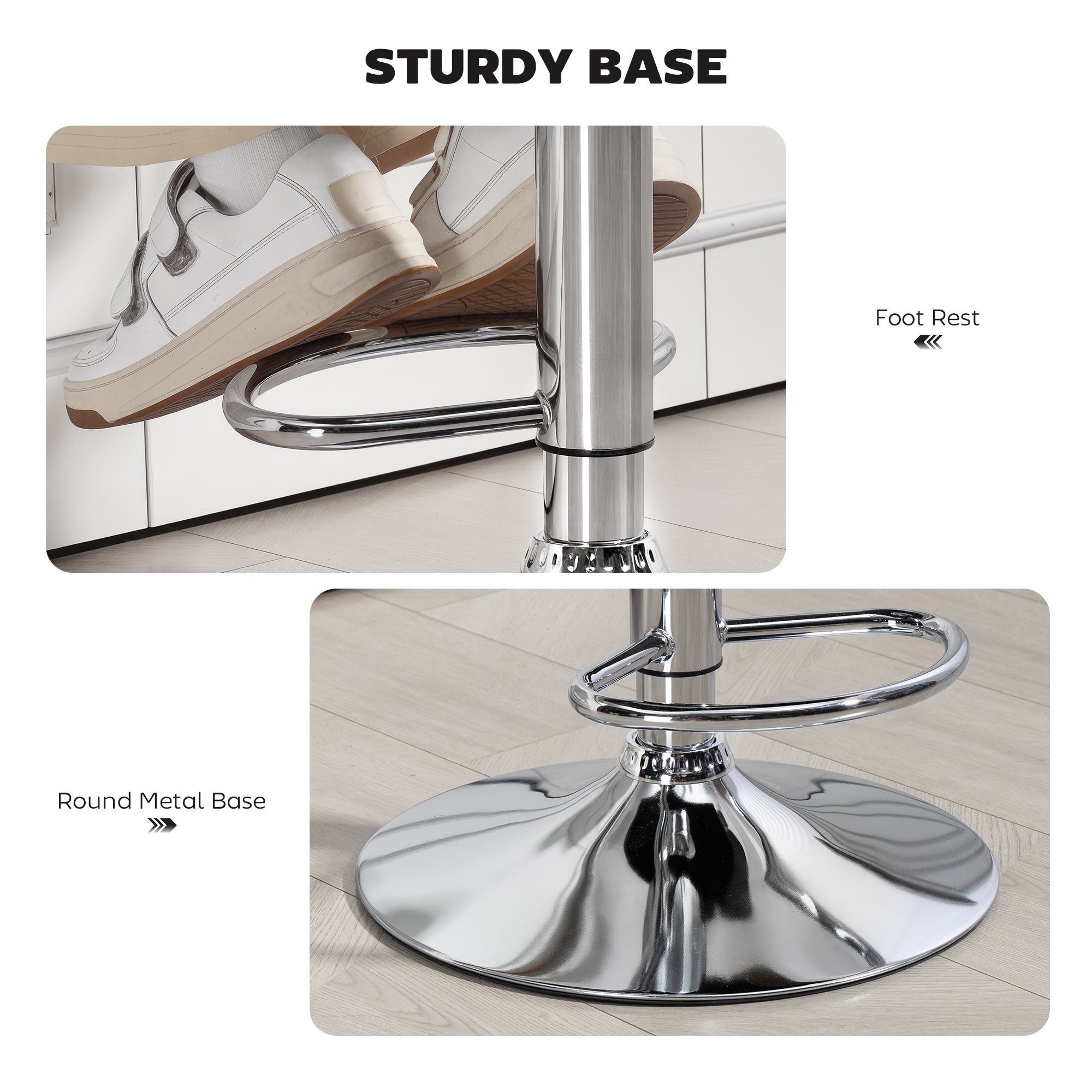 Kozy PU Leather Upholstered Swivel Bar Stool, Height Adjustable with Back, Armrest, Footrest, Grey