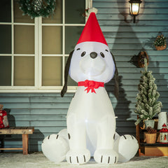 Kozy 6ft Inflatable Christmas Puppy Dog Wearing Santa Hat Lighted Outdoor Decoration Blow Up Decor for Holiday Indoor