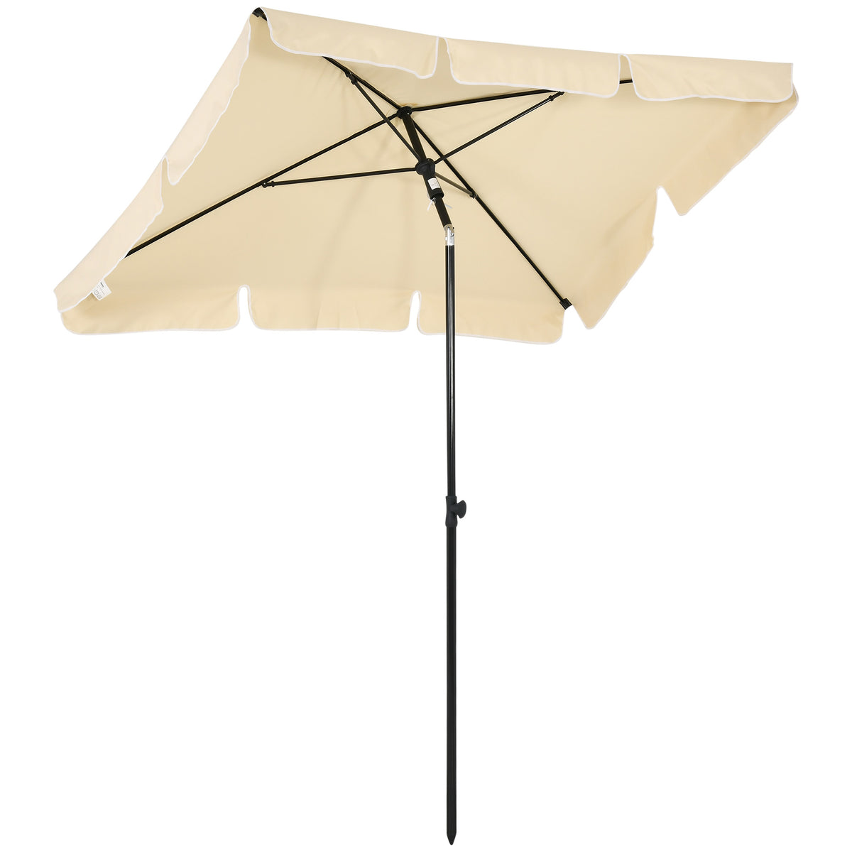 Kozy Garden Parasol Umbrella, Outdoor Market Table Umbrella with Ruffles & Aluminium Pole, Rectangular Tilting Parasol Sun Shade Canopy, 2 x 1.3m, Beige