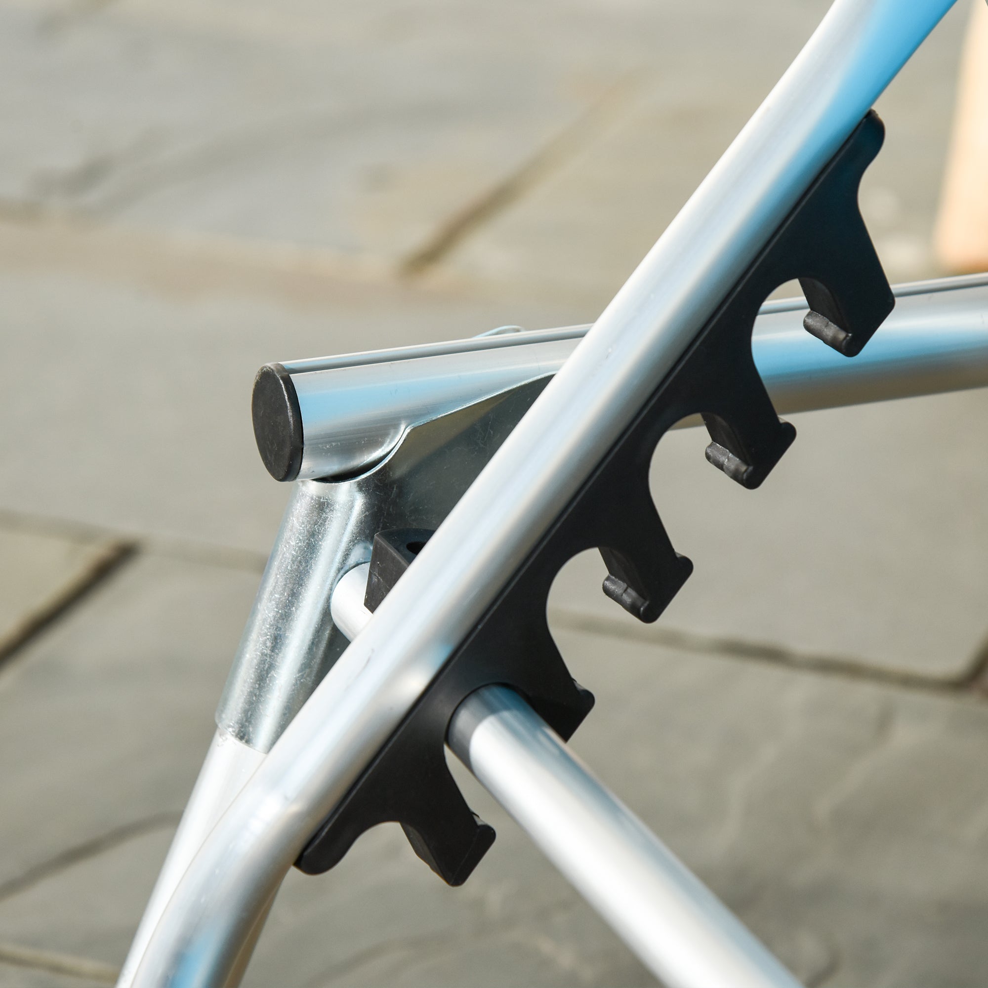 Kozy Foldable Outdoor Sun Lounger, Reclining Lounge Chair Camping Bed Cot with Pillow 4-Level Adjustable Back Aluminium Frame, Blue