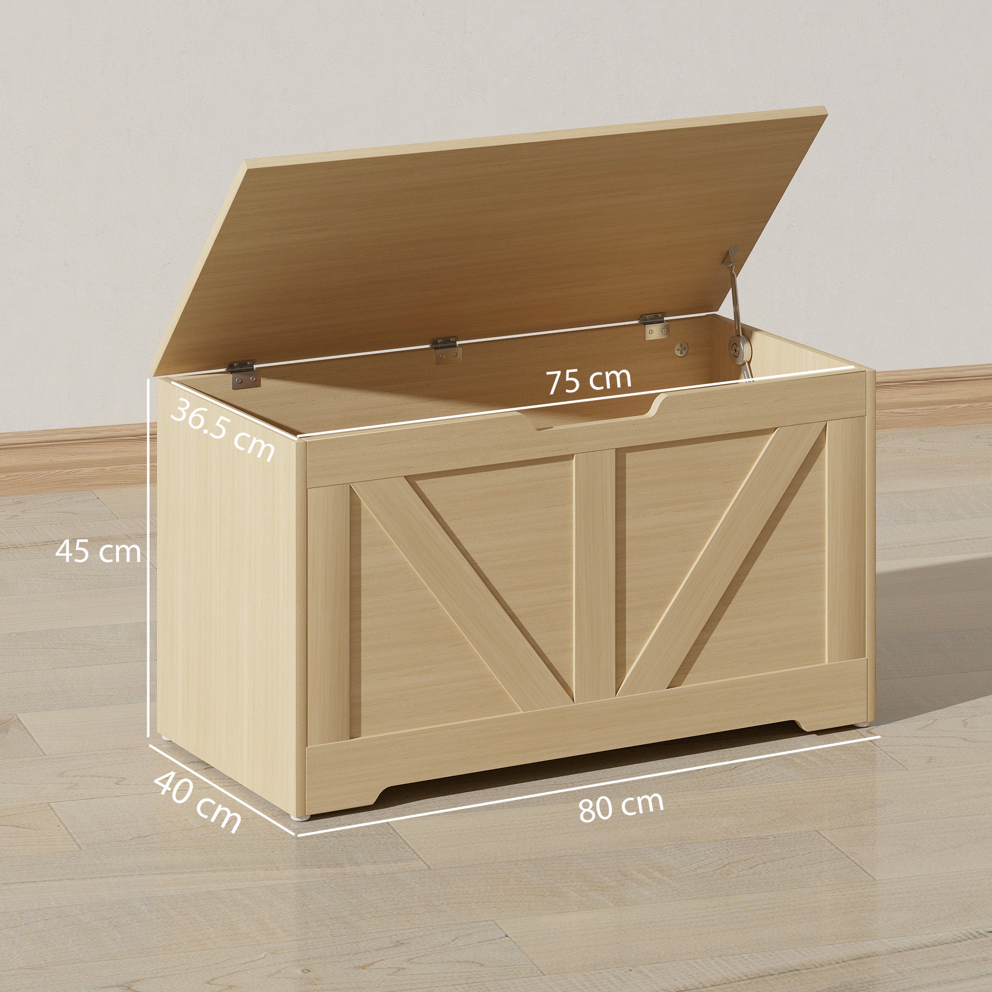 Kozy - 100L Home Storage Box, with Safety Hinges - Natural Wood Finish