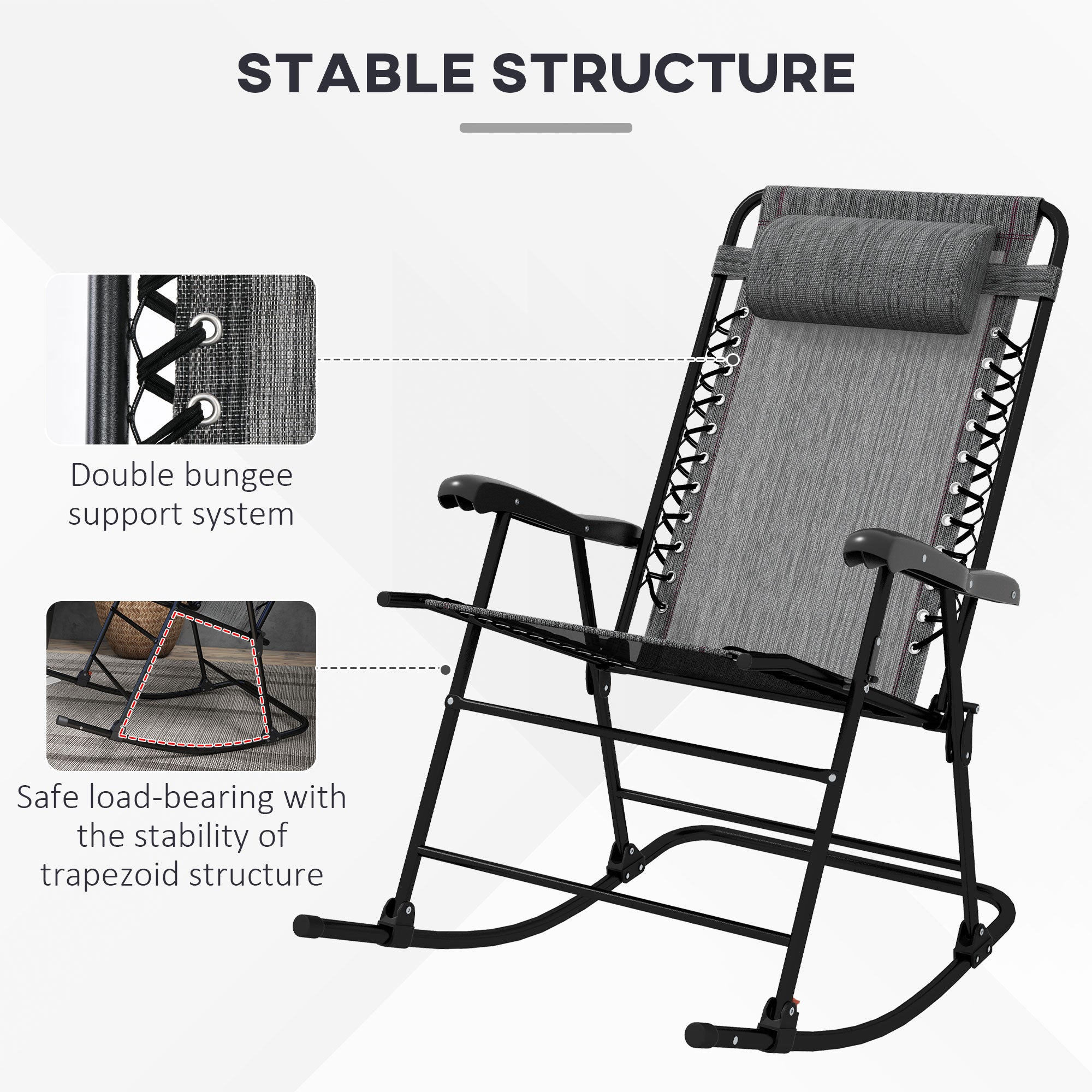 Outsunny Rocking Chair, Folding Outdoor Adjustable Zero