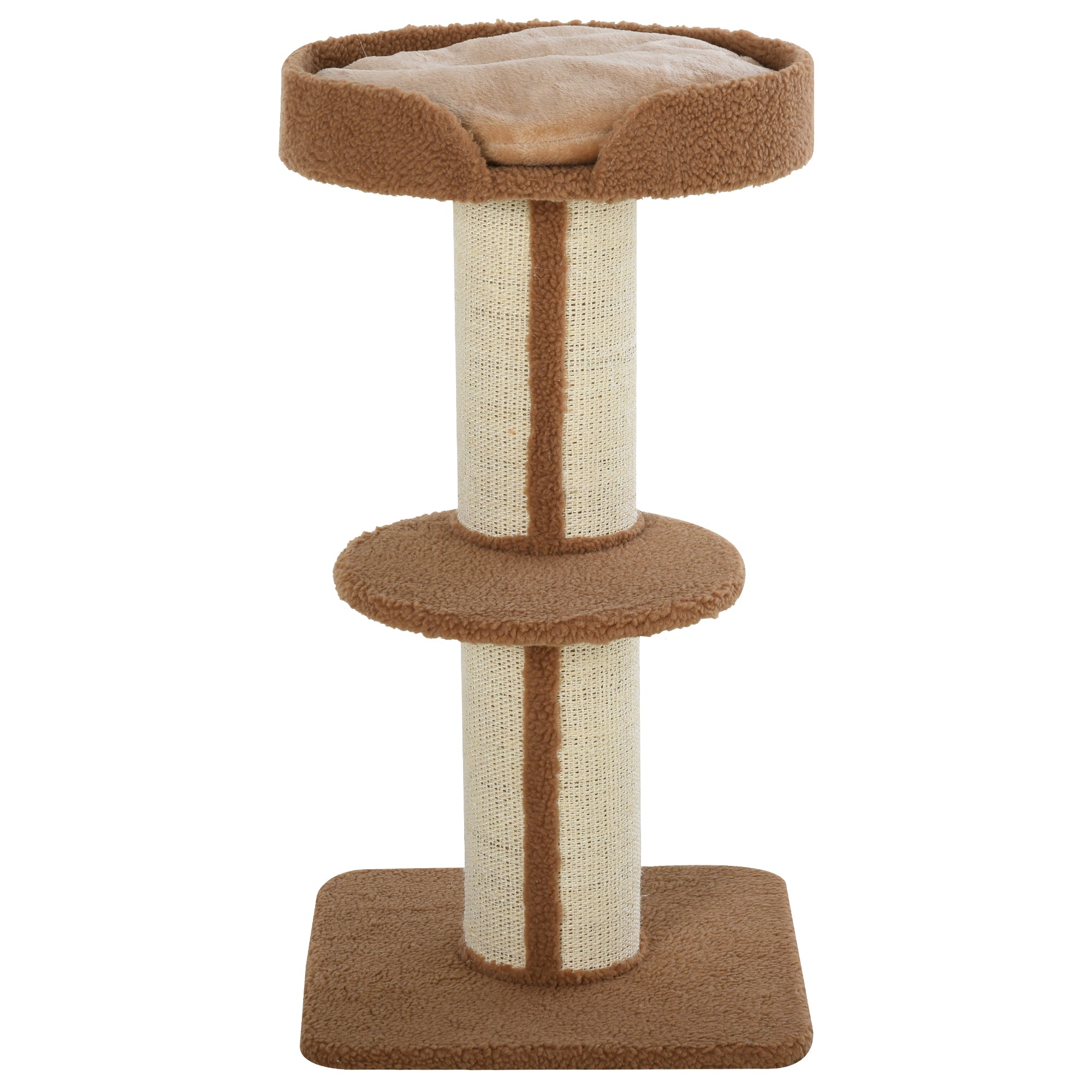 PawHut Cat Tree with Perches, Sisal Scratching Posts & Lamb Cashmere, Activity Centre, Brown