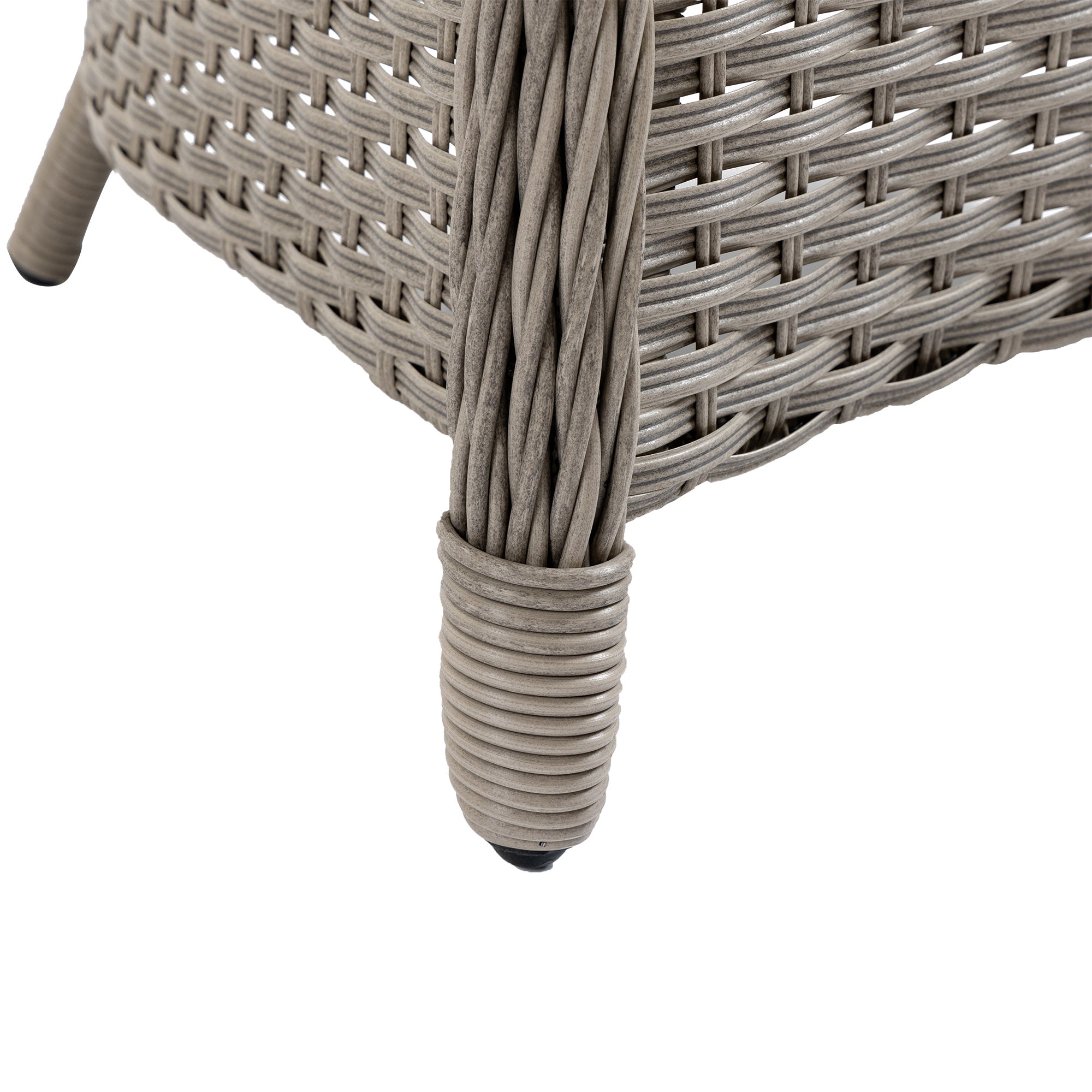 Kozy 4 Seater Rattan Garden Furniture Set with Cushions, Round PE Rattan Dining Set with Glass-Top Table, Umbrella Hole, Outdoor Garden Table and Chairs, Mixed Grey