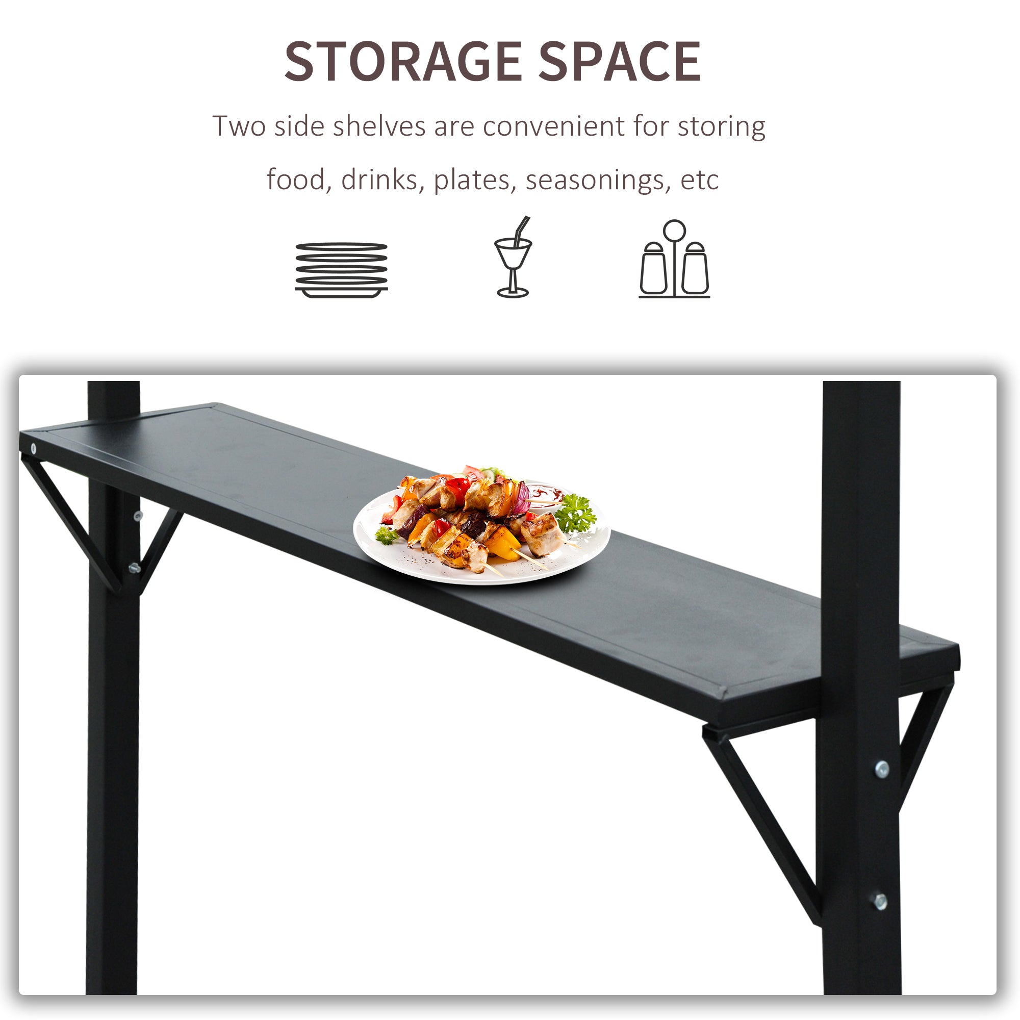 Kozy 2.4 x 1.5 m (8' x 5') Grill Gazebo Canopy with Extendable Side Awnings, Outdoor BBQ Gazebo Shelter with 2 Side Shelves for Garden, Patio, Barbecue, Picnic, Coffee