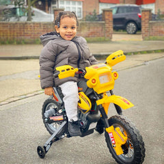 HOMCOM Kids Electric Motorbike Child Ride on Motorcycle 6V Battery Scooter (Yellow) | Aosom UK