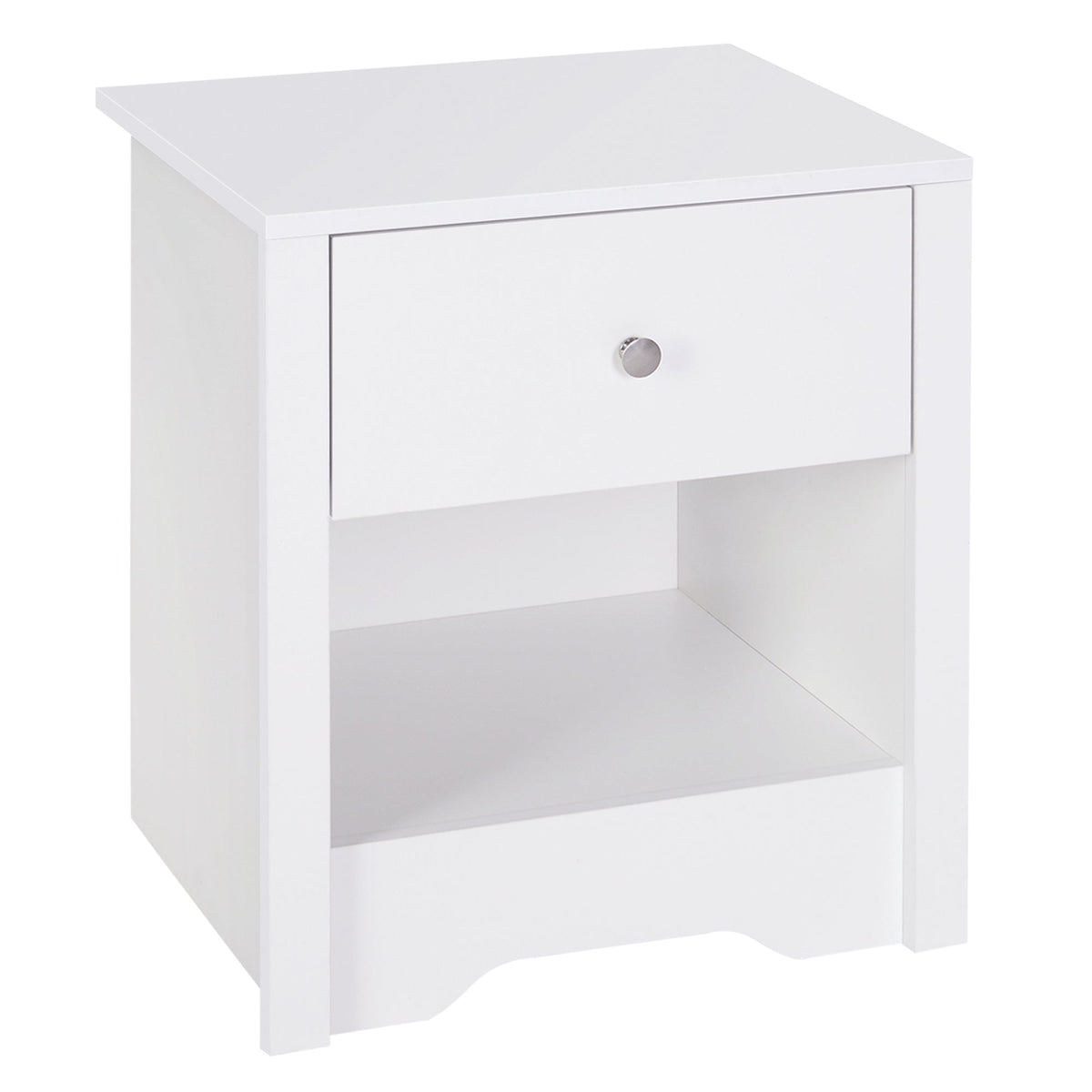 HOMCOM Solid Wood Bedside Cabinet with Drawer and Shelf, Nightstand Chest for Bedroom Furniture, White | Aosom UK