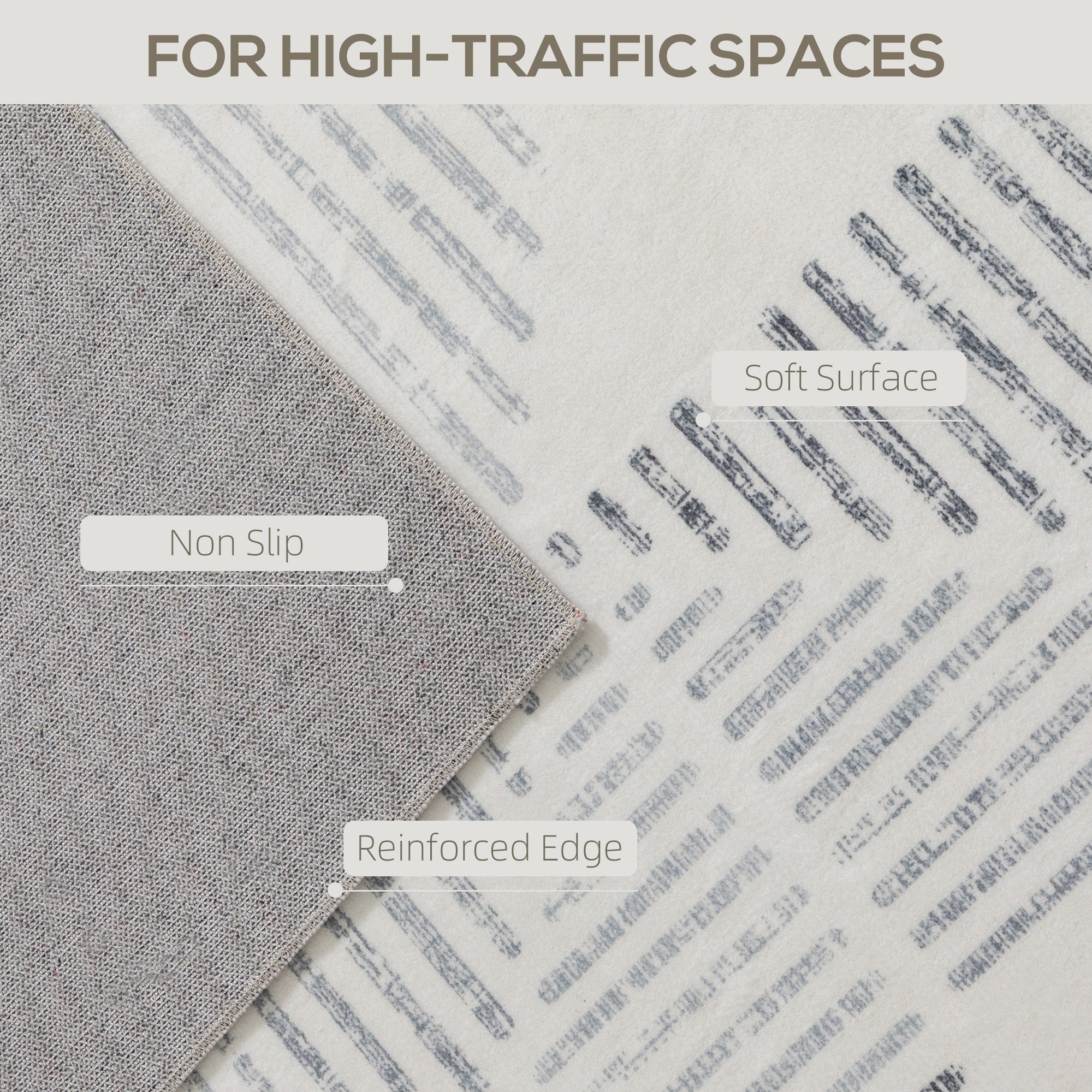 Kozy - Modern Area Rug, Geometric Pattern Non-Slip Washable Rug, Soft Floor Carpet for Living Room, Bedroom, Dining Room, Home Office, 290 x 200 cm, Grey