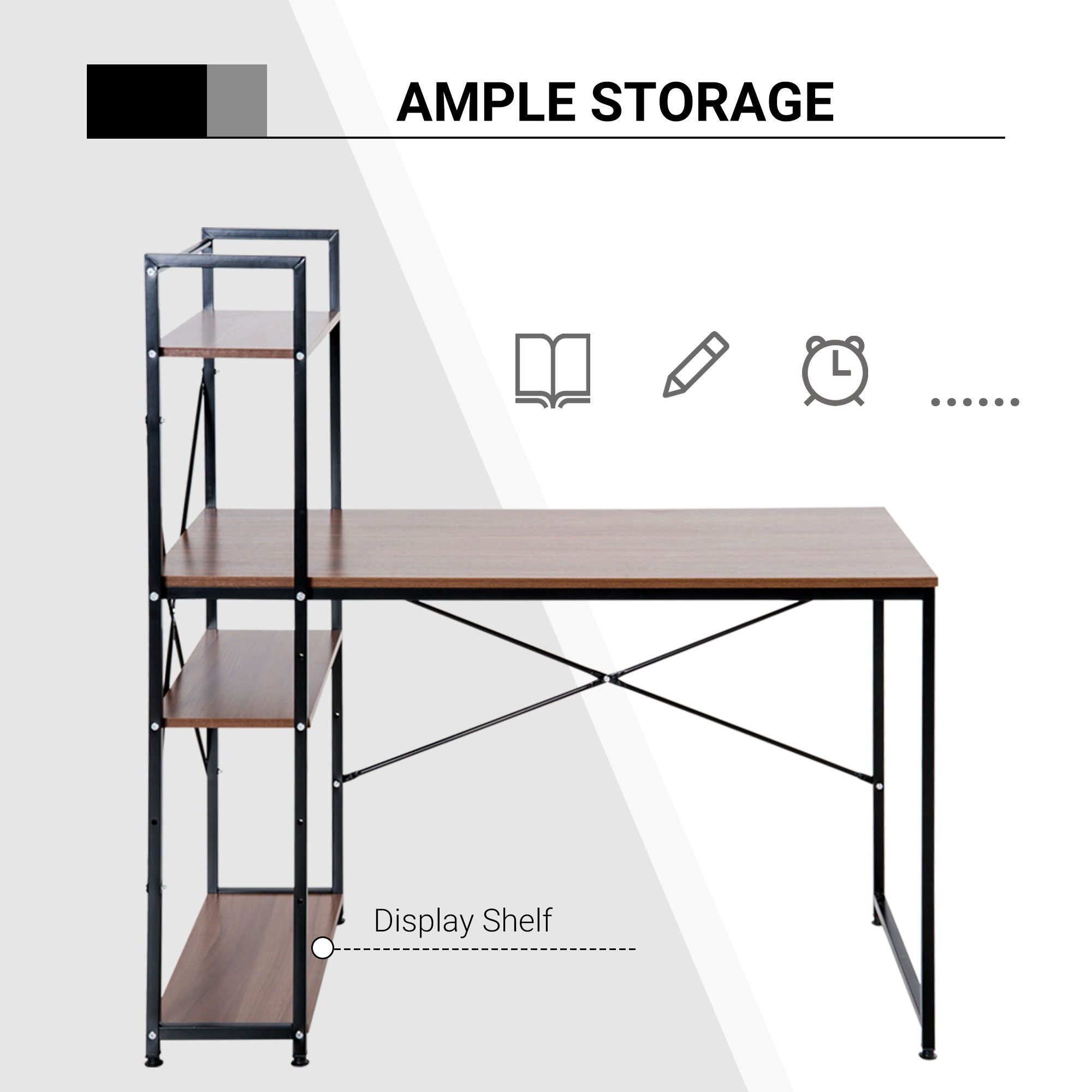 HOMCOM Workstation Desk with 4