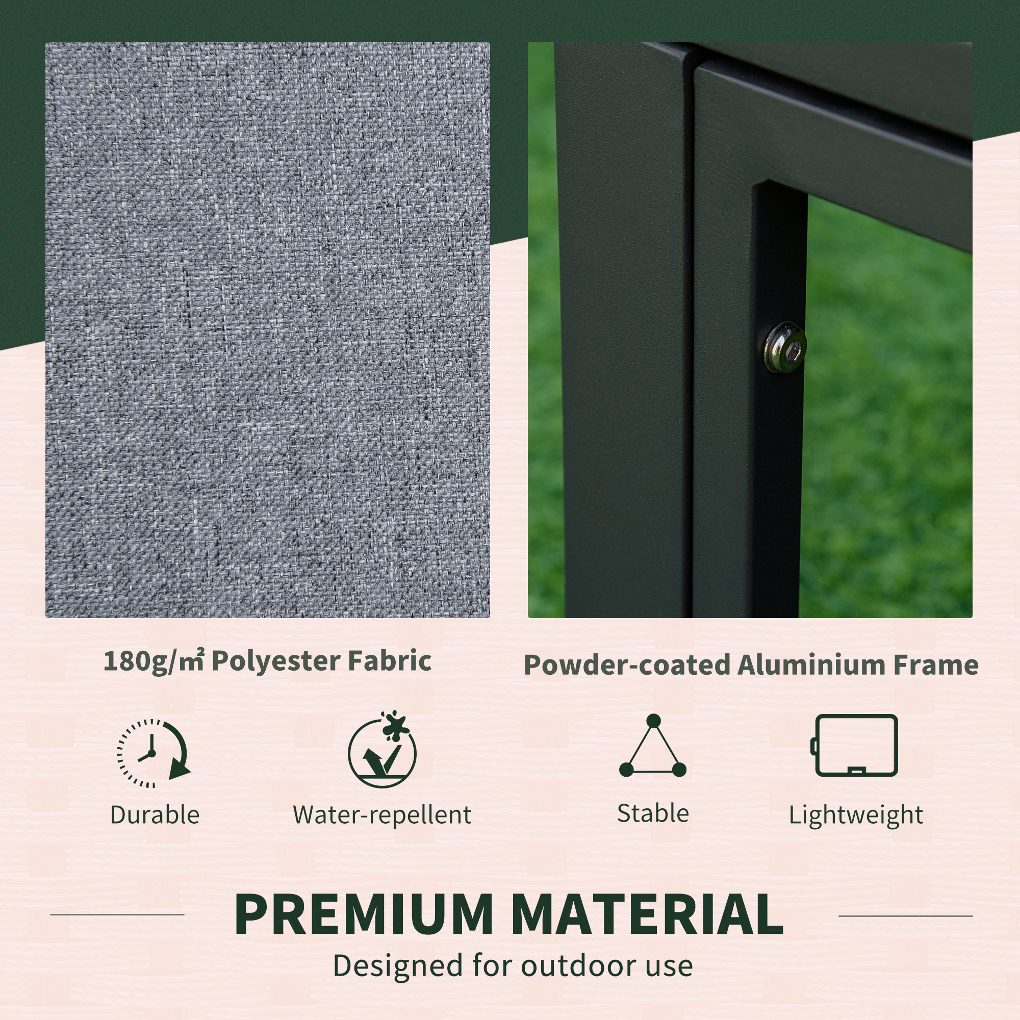 Kozy Garden Daybed, 6 Piece Outdoor Sectional Sofa Set, Aluminum Patio Conversation Furniture Set with Coffee Table, Footstool and Cushions, Grey