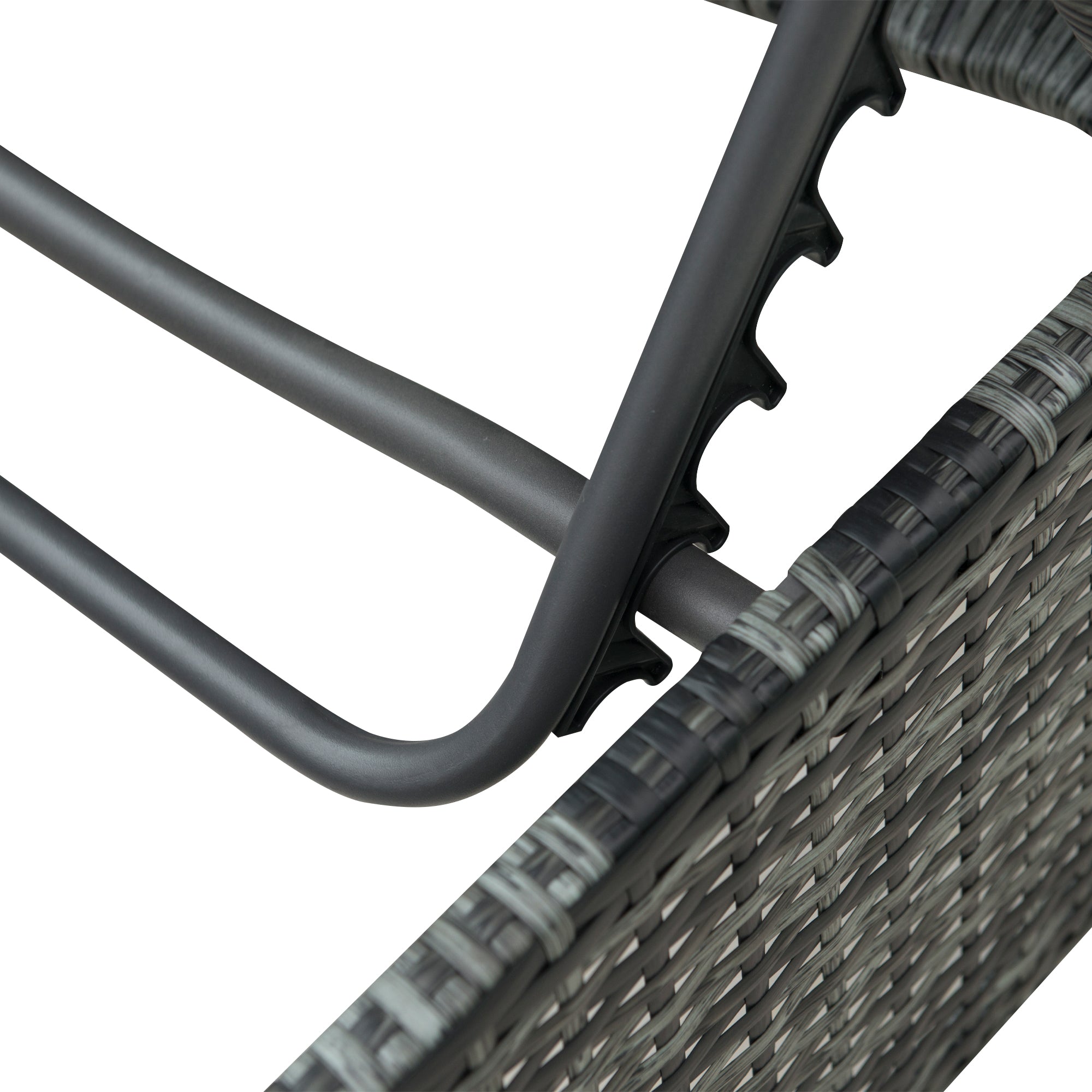 Kozy 5 PCS Outdoor Rattan Wicker Sofa Sets Reclining Sofa Adjustable Canopy & Side Table Dining Table Set Sectional Conversation Furniture w/ Cushions, Mixed Grey