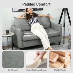 Kozy - Faux Leather Marble-Effect Two-Seater Sofa - Grey