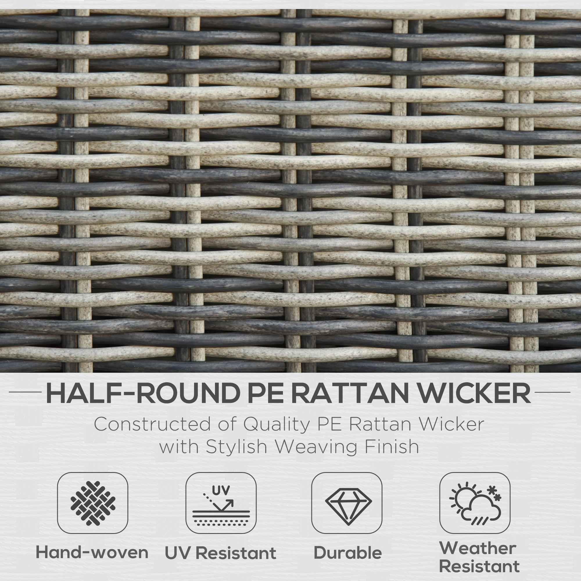 Kozy Five Piece Rattan Armchair, Stool and Table Set - Mixed Grey