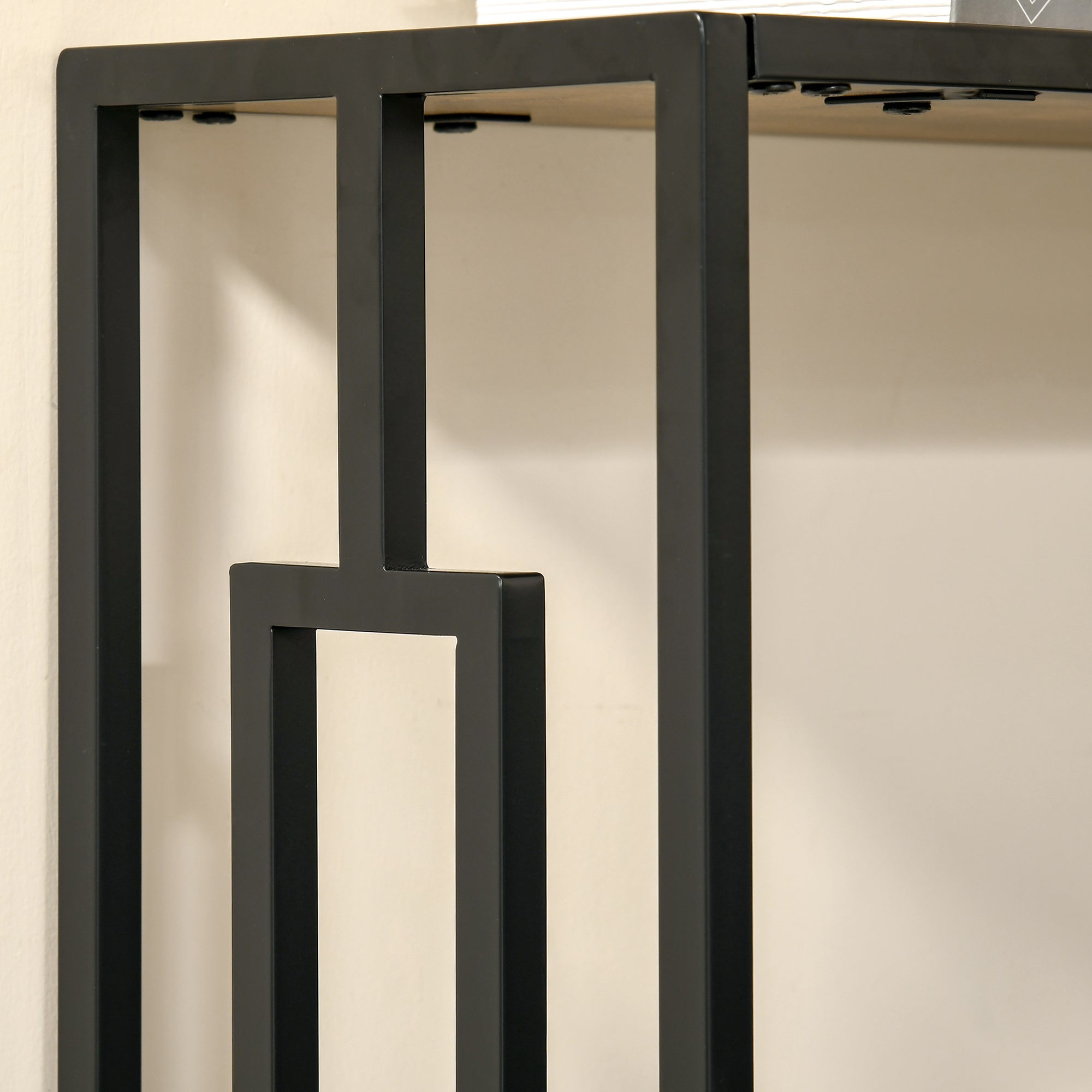 Kozy Industrial Console Table with Storage Shelf, Narrow Hallway Dressing Desk with Metal Frame for Living Room, Bedroom, Rustic Brown